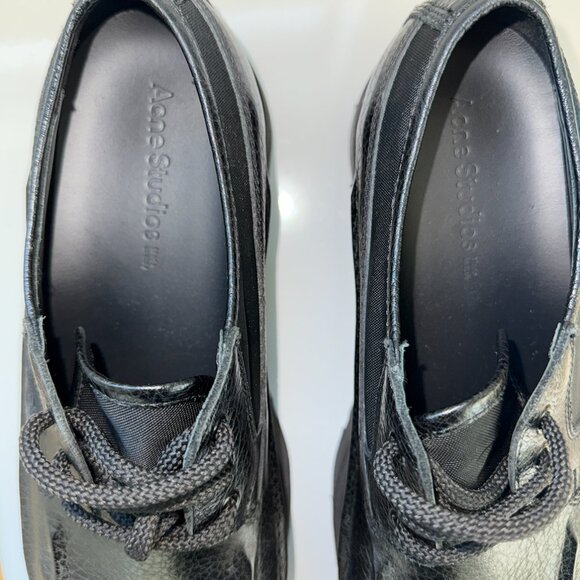 Acne Studios Men's Black Pebbled- Leather Derby Shoes -Euro Size 44 - Picture 3 of 4